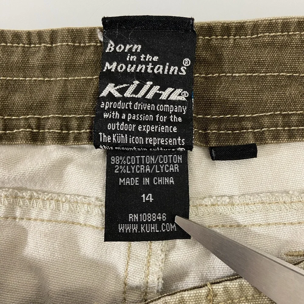 Kuhl Women 14 Khaki Tan Splash Shorts Cotton Stretch Hiking‎ Utility Outdoor